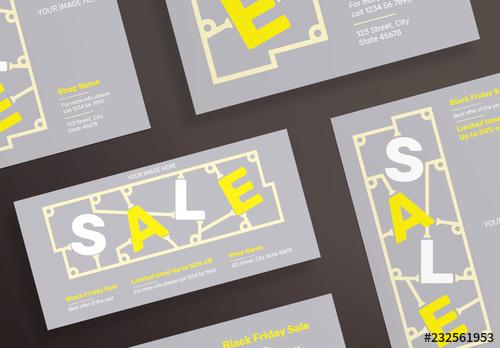 Black Friday Sale Flyer Layouts with Yellow Elements - 232561953 - 232561953