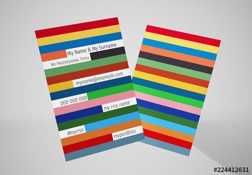 Business Card Layout with Multicolred Stripes - 224412631 - 224412631