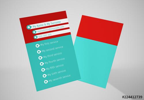 Red and Teal Business Card Layout - 224412739 - 224412739