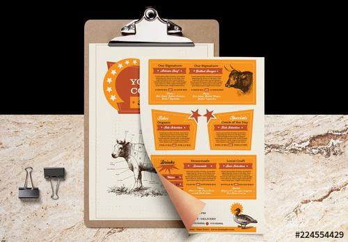 Restaurant Menu Layout with Western Illustrations - 224554429 - 224554429