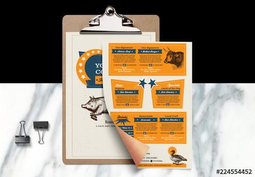 Restaurant Menu Layout with Western Illustrations - 224554452 - 224554452