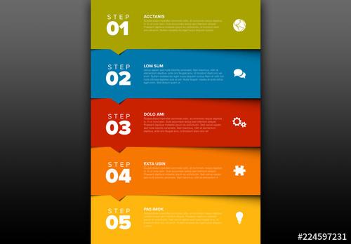 5 Step Color Block Infographic Layout - 224597231 - 224597231