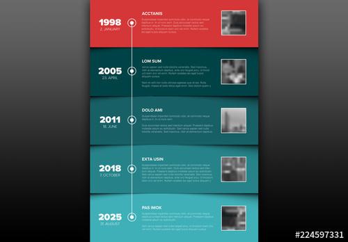 Timeline Infographic Layout with Color Blocked Sections - 224597331 - 224597331