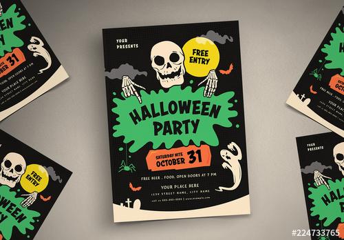 Halloween Party Flyer Layout - 224733765 - 224733765