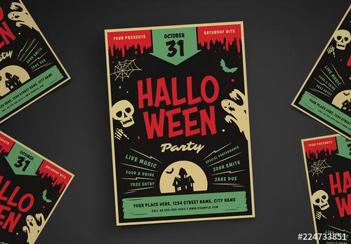 Retro Halloween Party Flyer Layout - 224733851 - 224733851