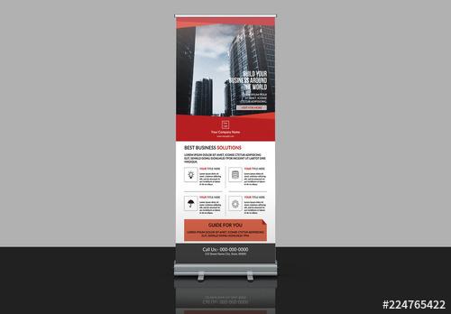 Banner Advertisement Layout with Red Accents - 224765422 - 224765422