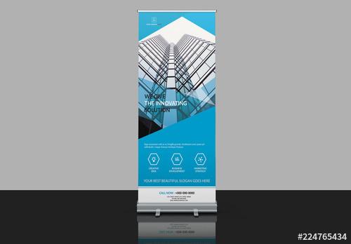 Banner Advertisement Layout with Light Blue Accents - 224765434 - 224765434