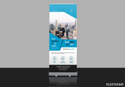 Banner Advertisement Layout with Light Blue Accents - 224765445 - 224765445