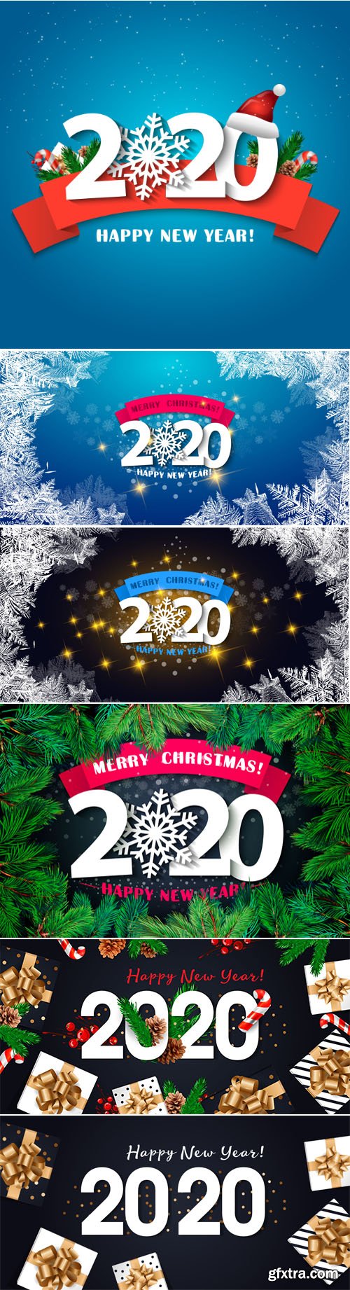 New Year 2020 Backgrounds Vector Collection 2