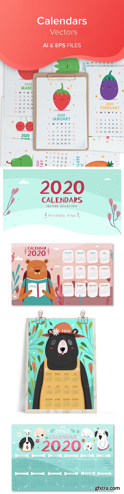 2020 Calendars Vector Collection 2