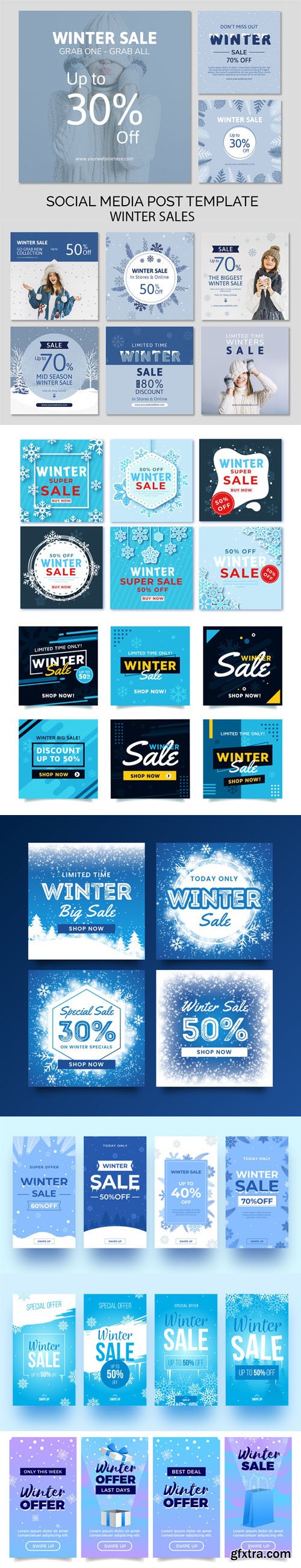 Winter Sales Instagram Story Vector Collection 3