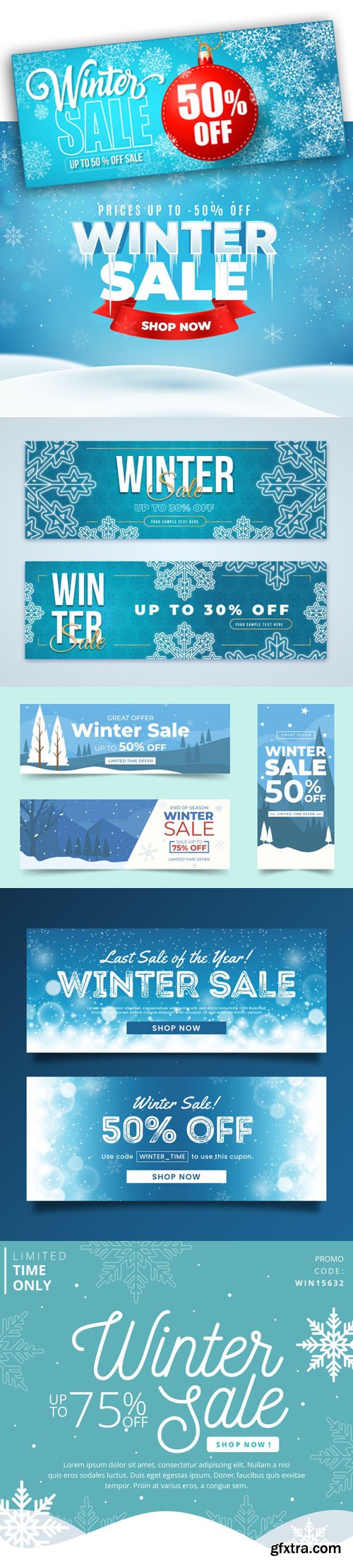 Winter Sales Banners Vector Collection 4