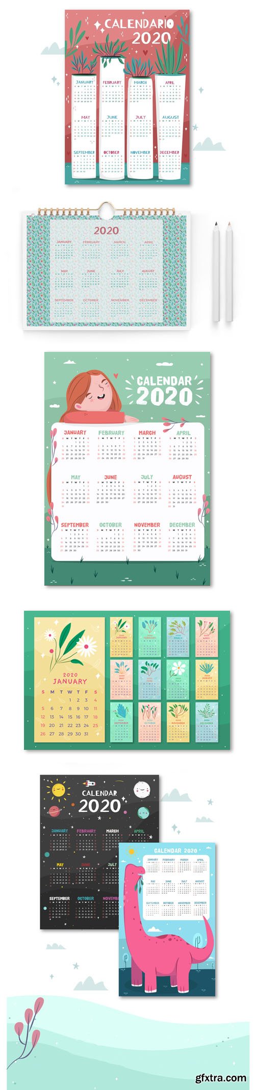 2020 Calendars Vector Collection 2