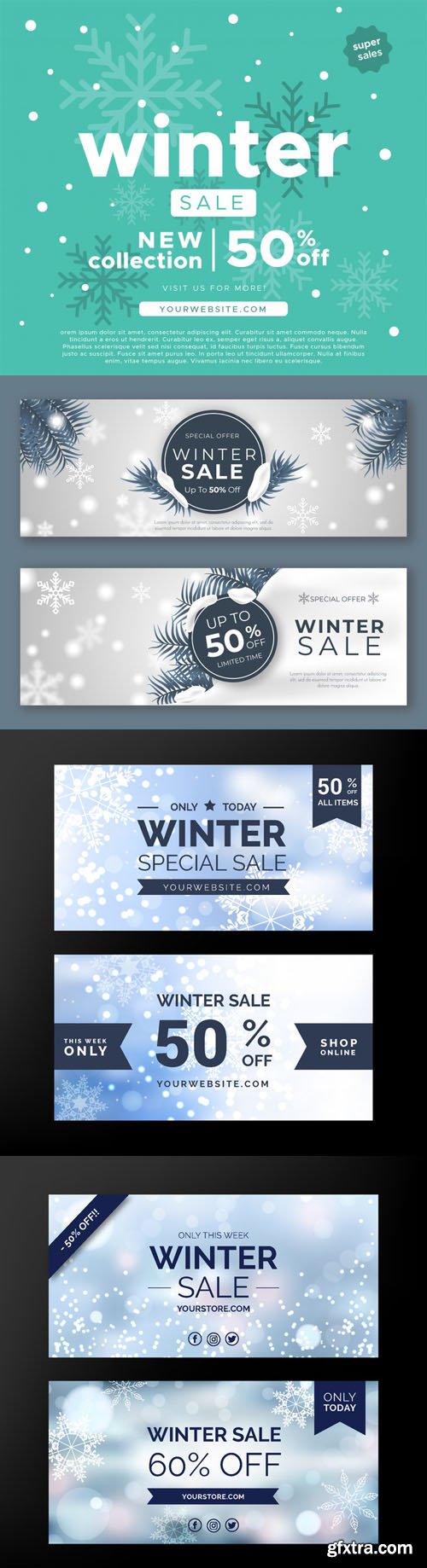 Winter Sales Banners Vector Collection 4