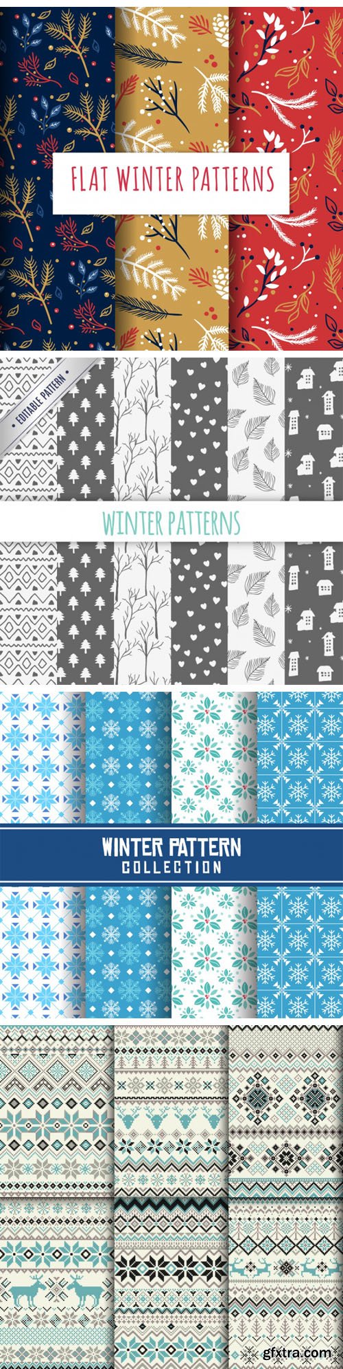 Winter Patterns Vector Collection 1