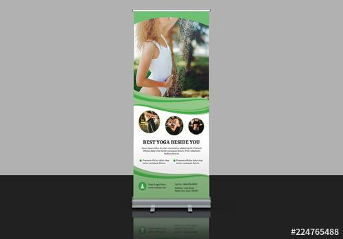 Banner Advertisement Layout with Green Accents - 224765488 - 224765488