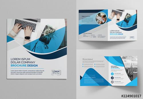 Blue Square Bi-Fold Brochure Layout - 224901017 - 224901017