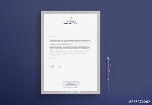 Letterhead Layout with Wine Glass Icon - 225372282 - 225372282