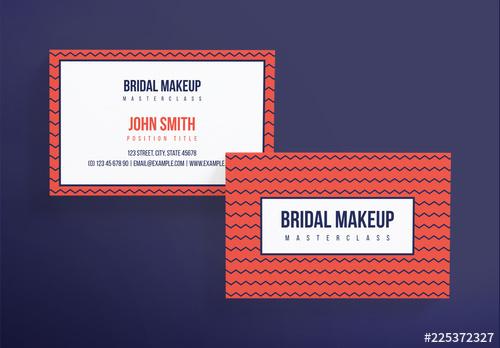 Business Card Layout with Geometric Patterns - 225372327 - 225372327