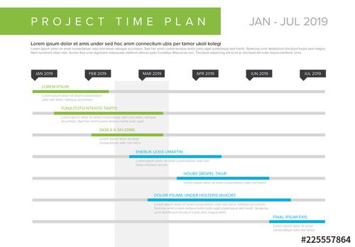 Project Timeline Layout with Blue and Green Accents - 225557864 - 225557864