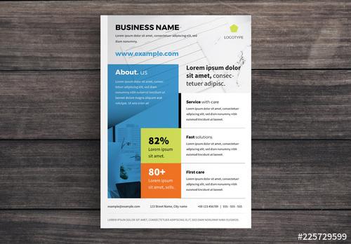 Business Flyer Layout with Blue Banner - 225729599 - 225729599