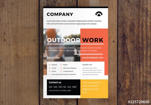 Business Flyer Layout with Orange Accents - 225729600 - 225729600