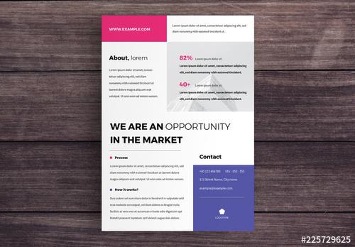 Business Flyer Layout with Magenta and Blue Accents - 225729625 - 225729625