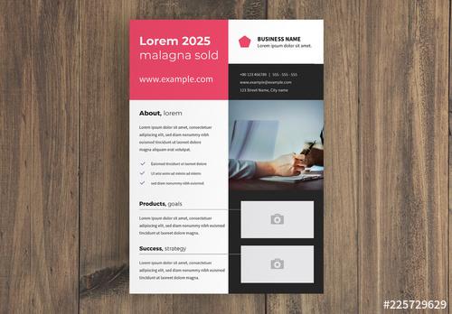 Business Flyer Layout with Three Placeholder Photos - 225729629 - 225729629