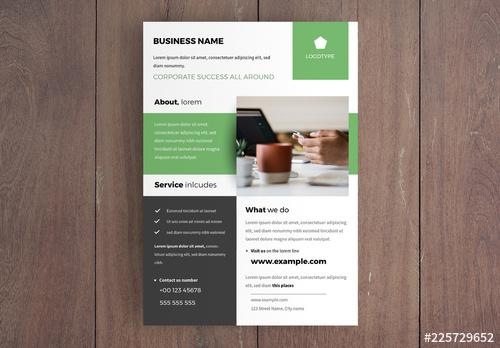 Green Business Flyer Layout - 225729652 - 225729652