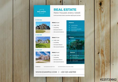 Business Flyer Layout with Blue Accents - 225729662 - 225729662