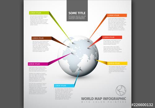 Globe Infographic Layout with Colorful Ribbons - 226600132 - 226600132