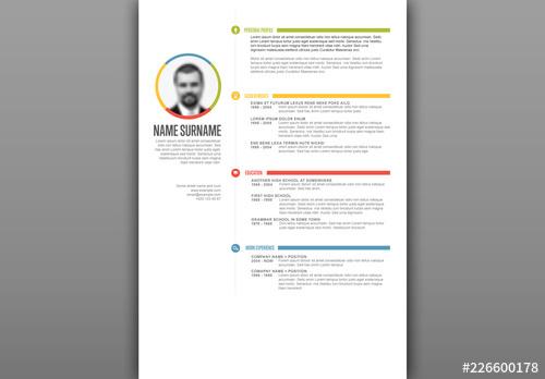 Resume Layout with Multicolored Headers - 226600178 - 226600178