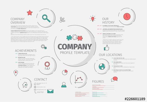 Circular Infographic Layout with Red and Teal Accents - 226601189 - 226601189