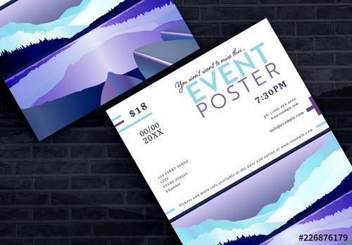 Event Flyer Layout with Mountain Illustration - 226876179 - 226876179