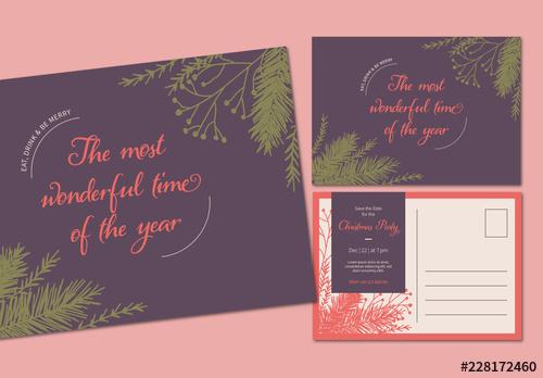 Christmas Party Postcard Layout - 228172460 - 228172460