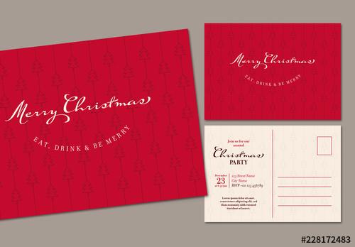 Christmas Party Postcard Layout - 228172483 - 228172483