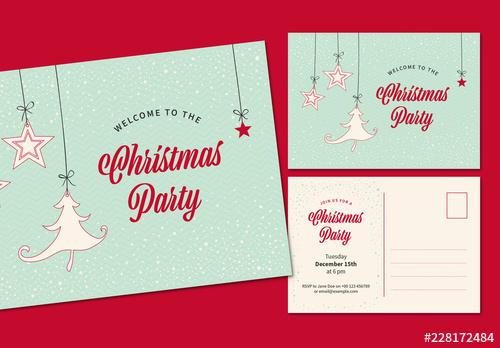 Christmas Party Postcard Layout - 228172484 - 228172484