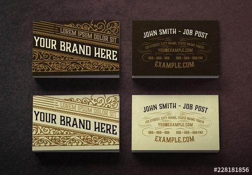 Vintage-Style Business Card Layout - 228181856 - 228181856