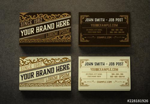 Vintage-Style Business Card Layout - 228181926 - 228181926