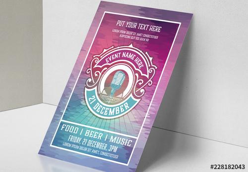 Event Poster Layout with Microphone Element - 228182043 - 228182043