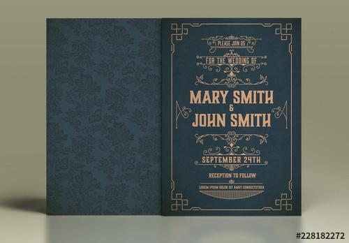 Vintage-Style Wedding Invitation Layout - 228182272 - 228182272