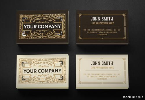 Vintage-Style Business Card Layout - 228182307 - 228182307