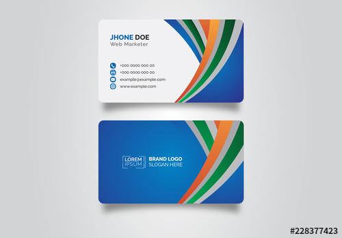 Business Card Layout with Multicolored Stripes - 228377423 - 228377423