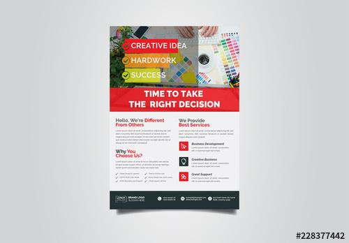 Business Flyer Layout with Red Accents - 228377442 - 228377442