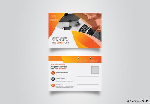 Postcard Layout with Orange Accents - 228377576 - 228377576