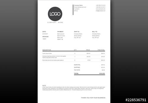 Black and White Invoice Layout - 228536791 - 228536791