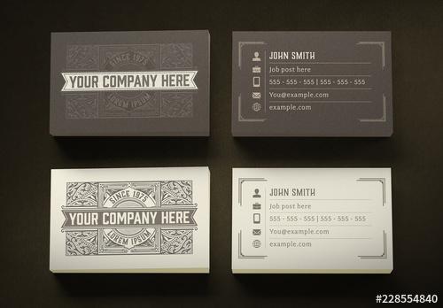 Vintage-Style Business Card Layout - 228554840 - 228554840