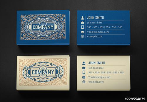 Vintage-Style Business Card Layout - 228554879 - 228554879