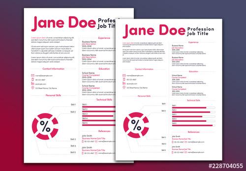 Resume Layout with Red Accents - 228704055 - 228704055