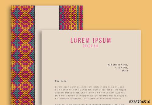 Stationery Set Layout with Knitted Texture - 228704510 - 228704510